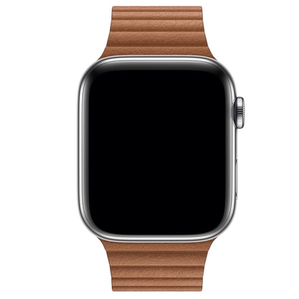 Apple ﻿Lederarmband L für Apple Watch Series 1-10 / SE / Ultra (2) - 42/44/45/46/49 mm - Saddle Brown