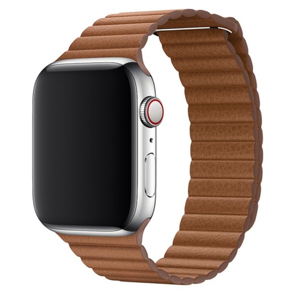 Apple ﻿Lederarmband L für Apple Watch Series 1-10 / SE / Ultra (2) - 42/44/45/46/49 mm - Saddle Brown