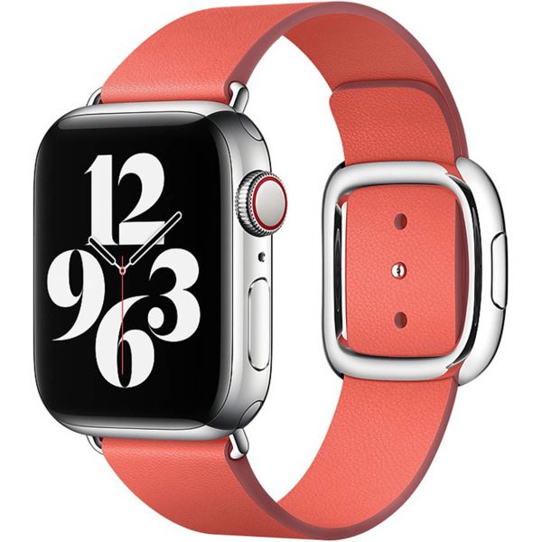 Apple Leather Band Modern Buckle für die Apple Watch Series 1-9 / SE - 38/40/41 mm / Series 10 - 42 mm - Größe S - Pink Citrus