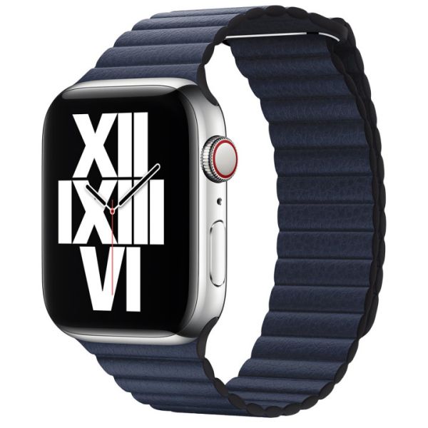 Apple ﻿Lederarmband für Apple Watch Series 1-10 / SE / Ultra (2) - 42/44/45/46/49 mm - Größe L - Diver Blue