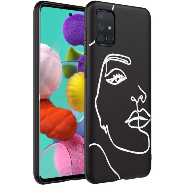 imoshion Design Hülle Samsung Galaxy A71 - Abstraktes Gesicht - Weiß