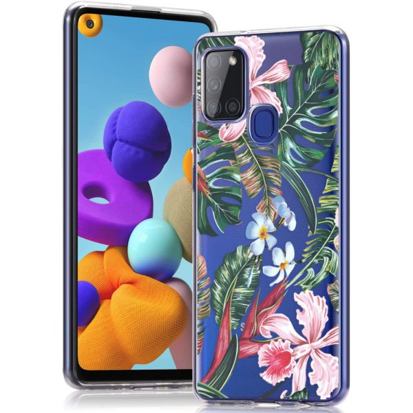 imoshion Design Hülle Samsung Galaxy A21s - Dschungel - Grün / Rosa