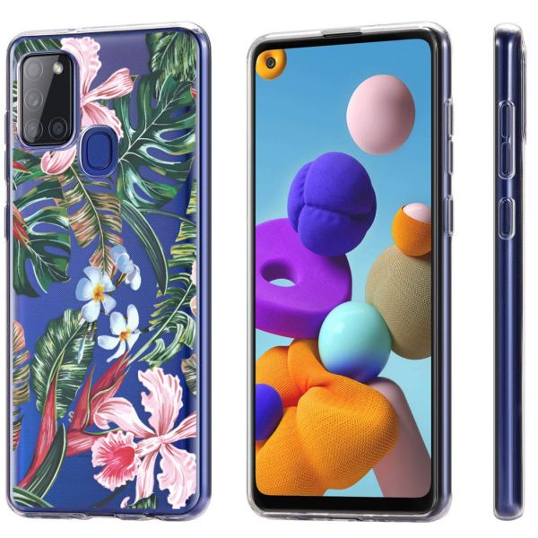 imoshion Design Hülle Samsung Galaxy A21s - Dschungel - Grün / Rosa