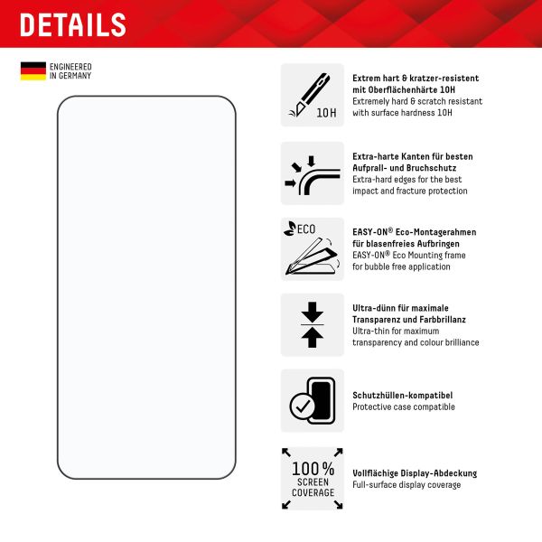 Displex Bildschirmschutzfolie Real Glass Full Cover für das Samsung Galaxy S24 Plus