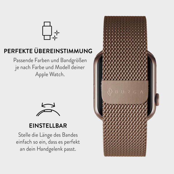 Burga Mailändische armband für das Apple Watch Series 1-9 / SE - 38/40/41 mm / Series 10 - 42 mm - Rose Gold