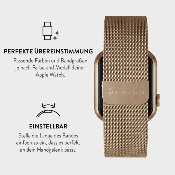 Burga Mailändische armband für das Apple Watch Series 1-10 / SE / Ultra (2) - 42/44/45/46/49 mm - Gold