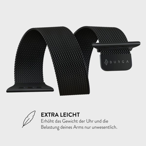 Burga Mailändische armband für das Apple Watch Series 1-9 / SE - 38/40/41 mm / Series 10 - 42 mm - Schwarz