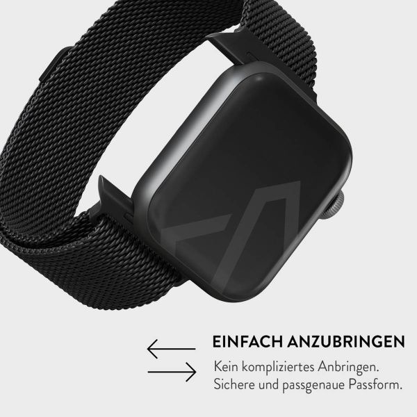 Burga Mailändische armband für das Apple Watch Series 1-9 / SE - 38/40/41 mm / Series 10 - 42 mm - Schwarz