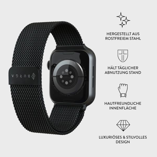 Burga Mailändische armband für das Apple Watch Series 1-9 / SE - 38/40/41 mm / Series 10 - 42 mm - Schwarz