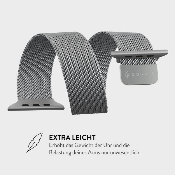 Burga Mailändische armband für das Apple Watch Series 1-10 / SE / Ultra (2) - 42/44/45/46/49 mm - Silber