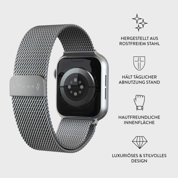 Burga Mailändische armband für das Apple Watch Series 1-10 / SE / Ultra (2) - 42/44/45/46/49 mm - Silber