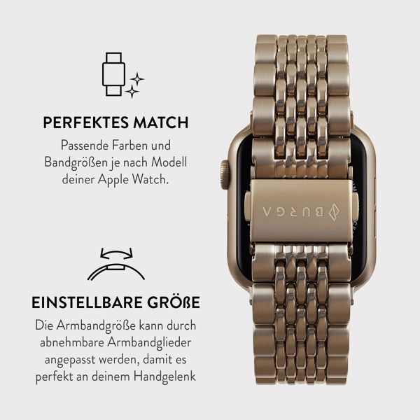 Burga Edelstahlarmband für das Apple Watch Series 1-10 / SE / Ultra (2) - 42/44/45/46/49 mm - Chic Royal - Gold