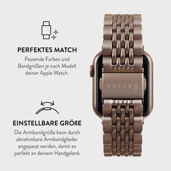 Burga Edelstahlarmband für das Apple Watch Series 1-9 / SE - 38/40/41 mm / Series 10 - 42 mm - Chic Royal - Rose Gold