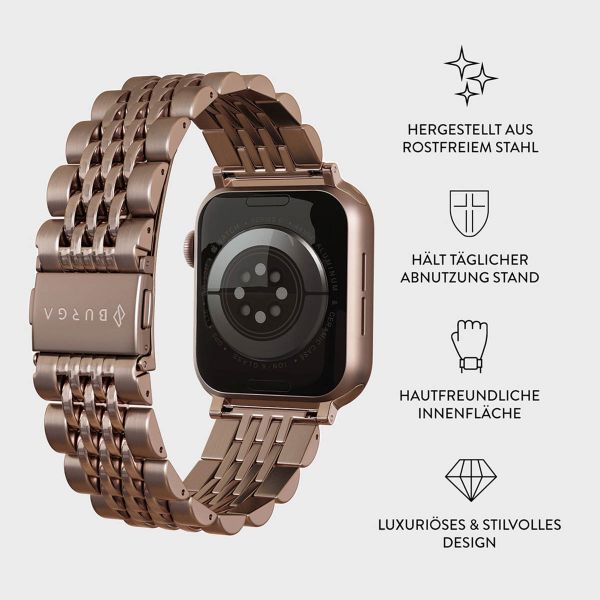 Burga Edelstahlarmband für das Apple Watch Series 1-9 / SE - 38/40/41 mm / Series 10 - 42 mm - Chic Royal - Rose Gold