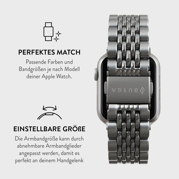 Burga Edelstahlarmband für das Apple Watch Series 1-9 / SE - 38/40/41 mm / Series 10 - 42 mm - Chic Royal - Silber