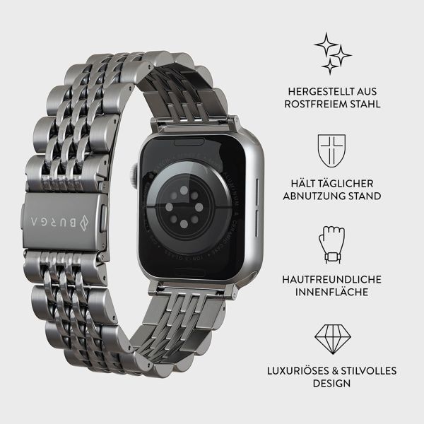 Burga Edelstahlarmband für das Apple Watch Series 1-9 / SE - 38/40/41 mm / Series 10 - 42 mm - Chic Royal - Silber