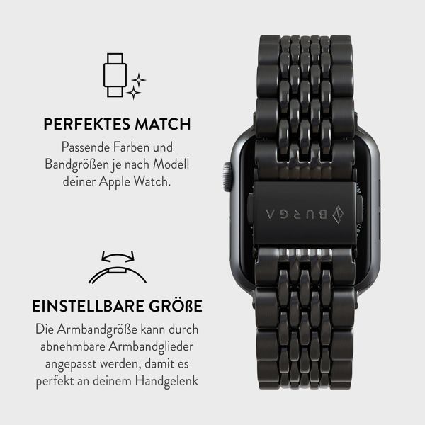 Burga Edelstahlarmband für das Apple Watch Series 1-9 / SE - 38/40/41 mm / Series 10 - 42 mm - Chic Royal - Schwarz