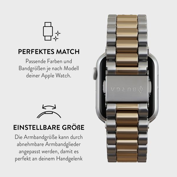 Burga Edelstahlarmband für das Apple Watch Series 1-9 / SE - 38/40/41 mm / Series 10 - 42 mm - All eyes on me - Gold & Silber