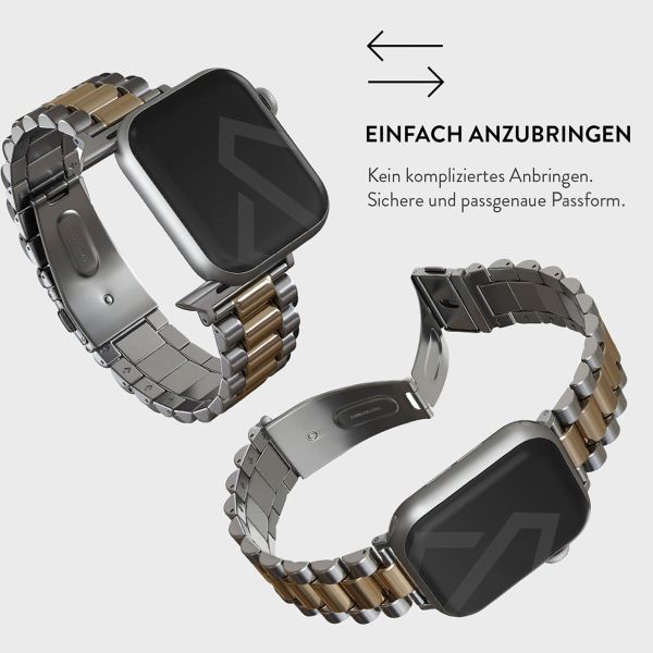 Burga Edelstahlarmband für das Apple Watch Series 1-9 / SE - 38/40/41 mm / Series 10 - 42 mm - All eyes on me - Gold & Silber