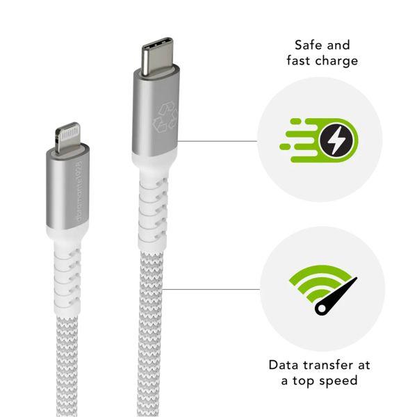 dbramante1928 re-charge – Geflochtenes Ladekabel – USB-C auf Lightning – 1,2 Meter – Weiß