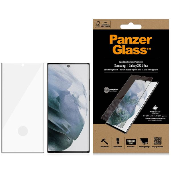 PanzerGlass Case Friendly Antibakterieller Screen Protector für das Samsung Galaxy S22 Ultra - Schwarz