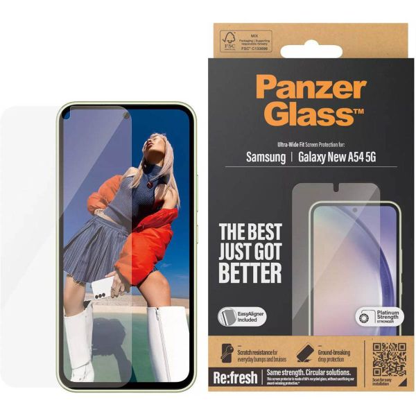 PanzerGlass Refresh Ultra-Wide Fit Anti-Bacterial Screenprotector für das Samsung Galaxy A55