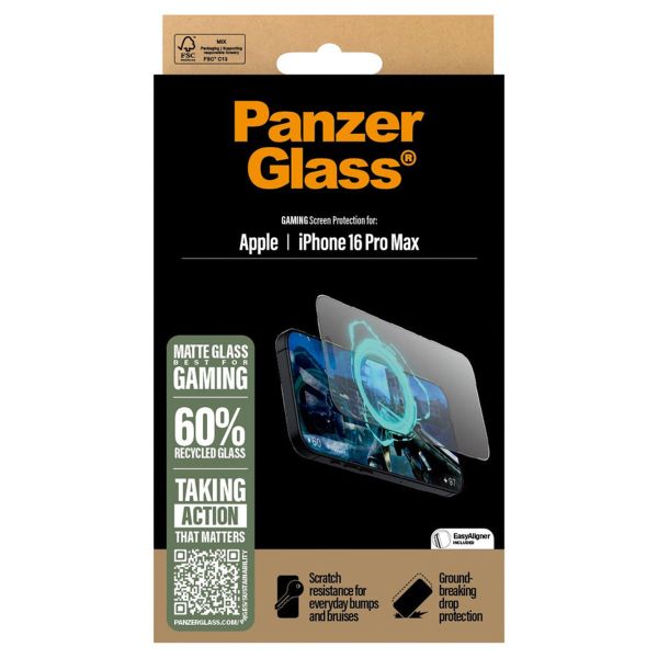 PanzerGlass Gaming Screen Protector Ultra Wide Fit mit Applikator für das iPhone 16 Pro Max