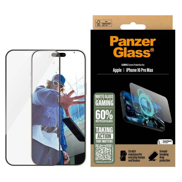 PanzerGlass Ultra Wide Fit EyeCare Screen Protector mit Applikator für das iPhone 16 Pro Max