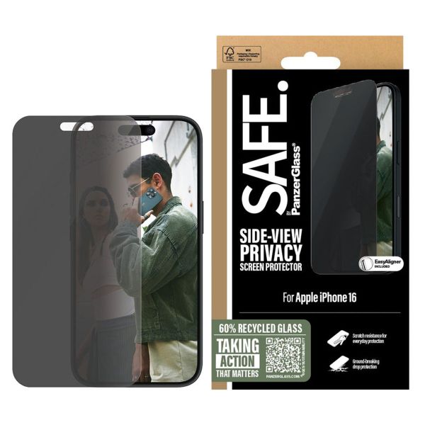 PanzerGlass SAFE Ultra Wide Fit Screen Protector mit Sichtschutz inkl. Applikator für das iPhone 16