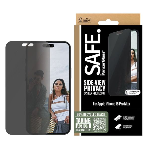 PanzerGlass SAFE Ultra Wide Fit Screen Protector mit Sichtschutz inkl. Applikator für das iPhone 16 Pro Max