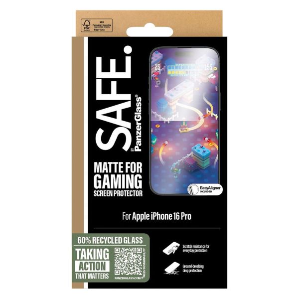 PanzerGlass SAFE Gaming Screen Protector Ultra Wide Fit mit Applikator für das iPhone 16 Pro