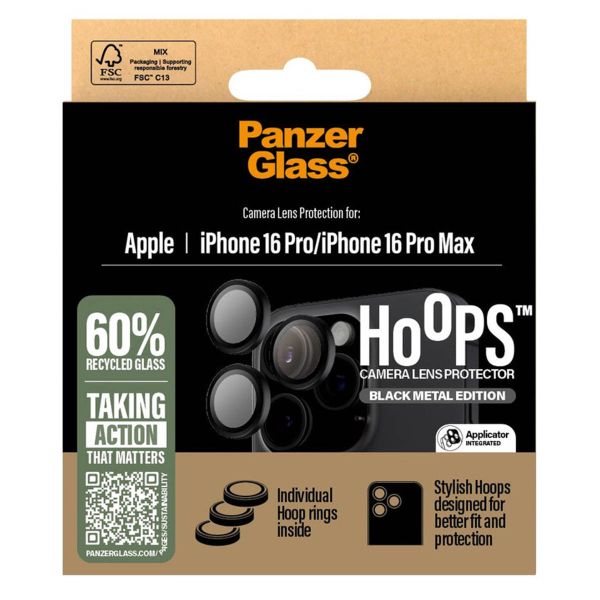 PanzerGlass Kameraprotektor Hoop Optic Rings für das iPhone 16 Pro / 16 Pro Max