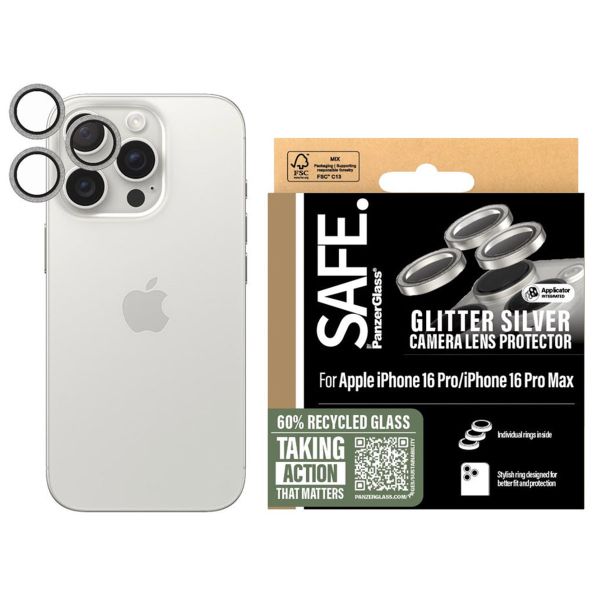 PanzerGlass Kameraprotektor SAFE für das iPhone 16 Pro / 16 Pro Max - Glitter Silver