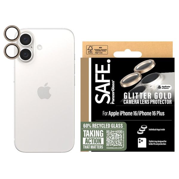 PanzerGlass Kameraprotektor SAFE für das iPhone 16 / 16 Plus - Glitter Gold