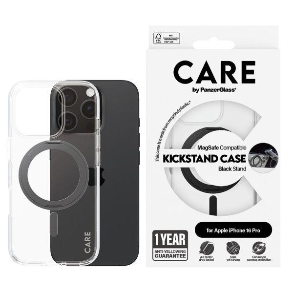 PanzerGlass CARE Kickstand Case MagSafe für das iPhone 16 Pro - Schwarz