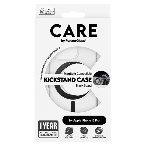 PanzerGlass CARE Kickstand Case MagSafe für das iPhone 16 Pro - Schwarz