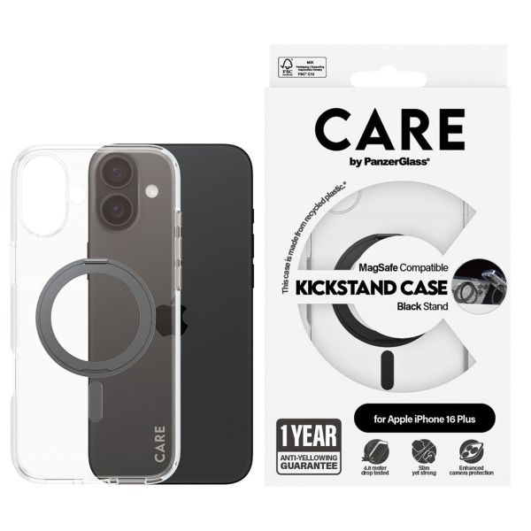 PanzerGlass CARE Kickstand Case MagSafe für das iPhone 16 Plus - Schwarz