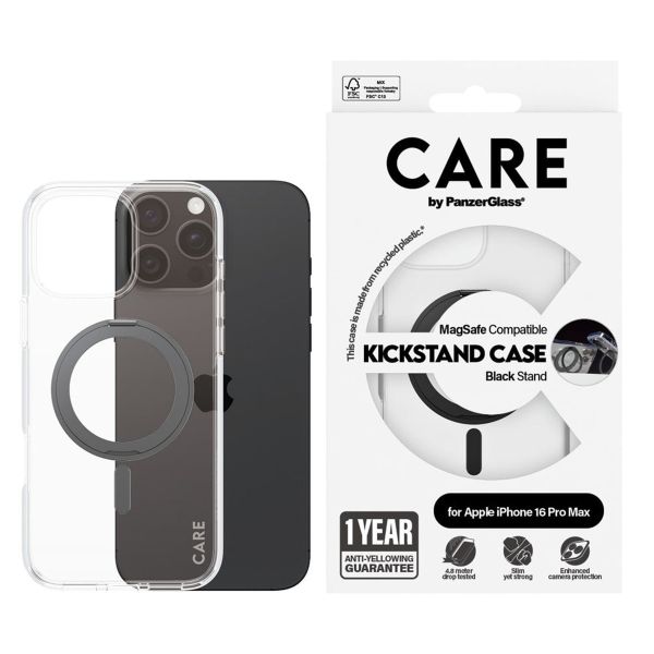 PanzerGlass CARE Kickstand Case MagSafe für das iPhone 16 Pro Max - Schwarz