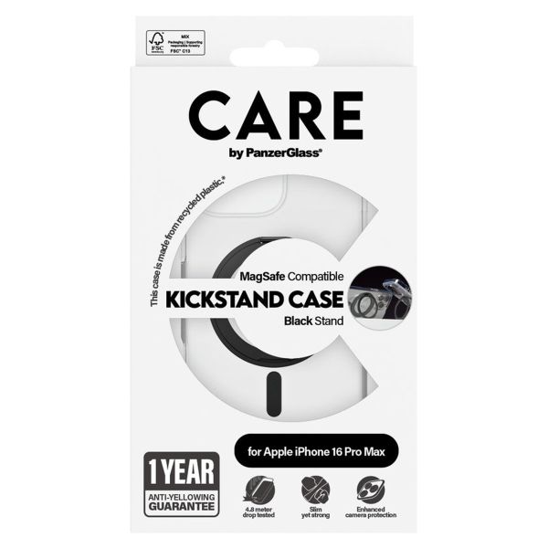 PanzerGlass CARE Kickstand Case MagSafe für das iPhone 16 Pro Max - Schwarz