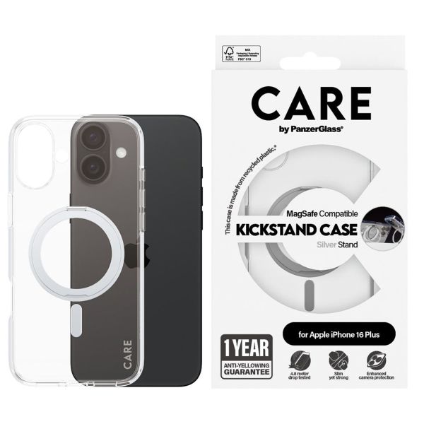 PanzerGlass CARE Kickstand Case MagSafe für das iPhone 16 Plus - Silber