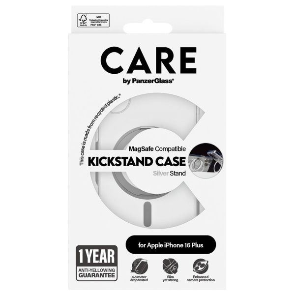 PanzerGlass CARE Kickstand Case MagSafe für das iPhone 16 Plus - Silber