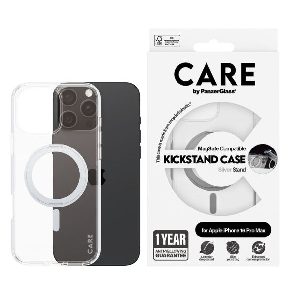 PanzerGlass CARE Kickstand Case MagSafe für das iPhone 16 Pro Max - Silber