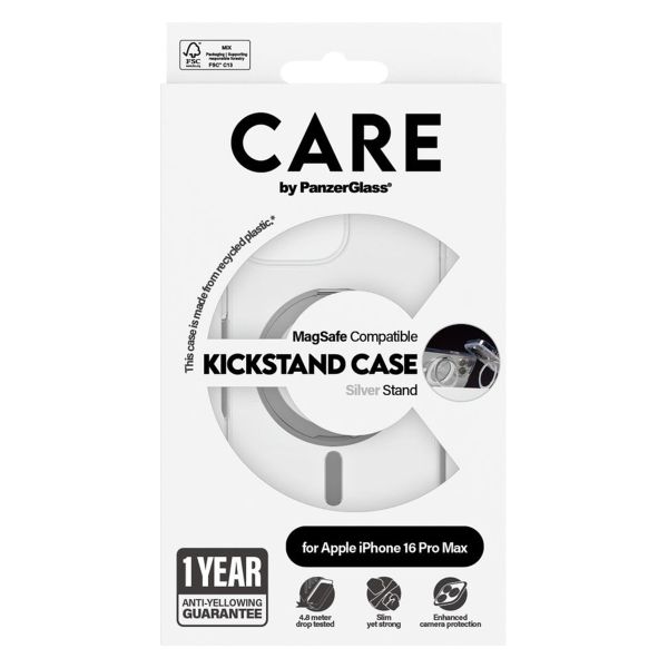 PanzerGlass CARE Kickstand Case MagSafe für das iPhone 16 Pro Max - Silber