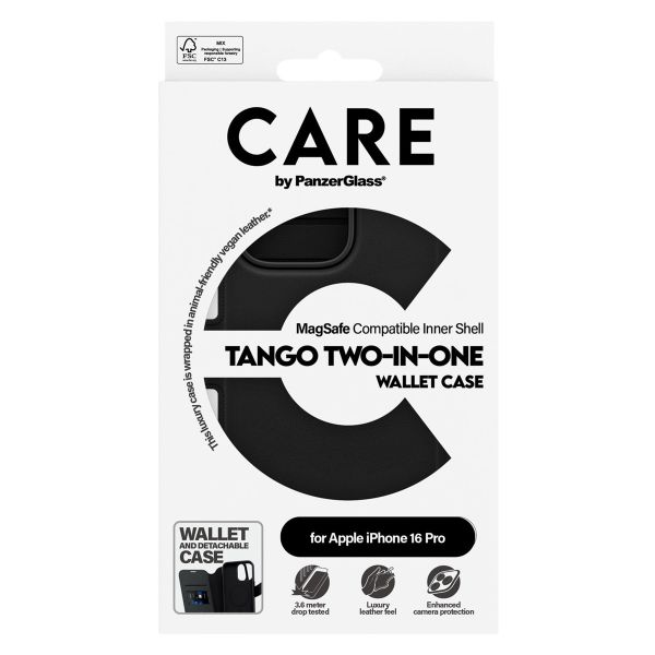 PanzerGlass CARE Tango 2-in-1 Wallet Case MagSafe für das iPhone 16 Pro - Schwarz