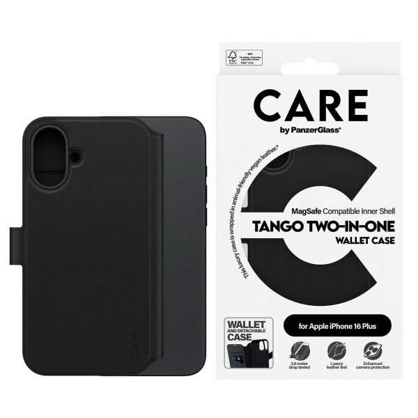 PanzerGlass CARE Tango 2-in-1 Wallet Case MagSafe für das iPhone 16 Plus - Schwarz