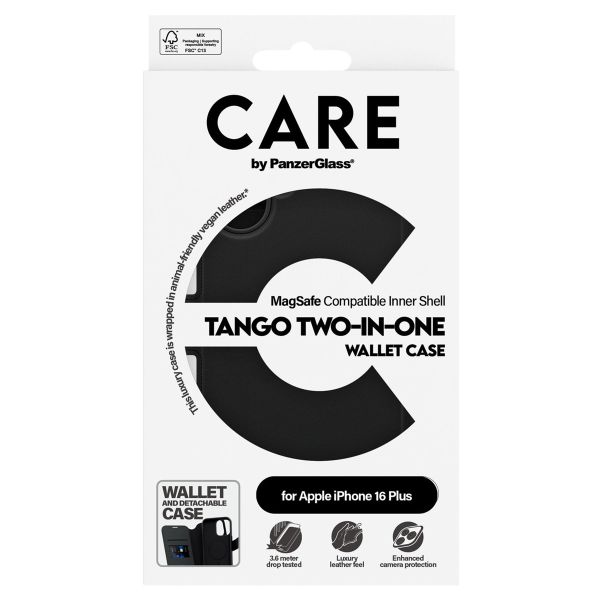 PanzerGlass CARE Tango 2-in-1 Wallet Case MagSafe für das iPhone 16 Plus - Schwarz