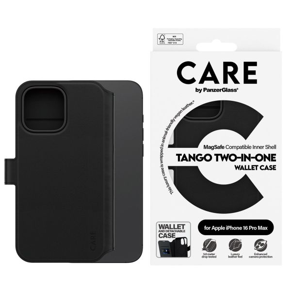 PanzerGlass CARE Tango 2-in-1 Wallet Case MagSafe für das iPhone 16 Pro Max - Schwarz