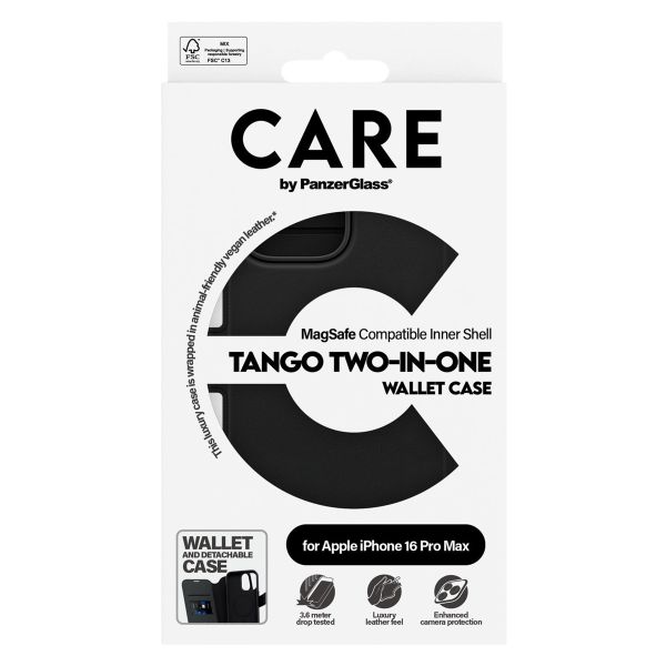 PanzerGlass CARE Tango 2-in-1 Wallet Case MagSafe für das iPhone 16 Pro Max - Schwarz