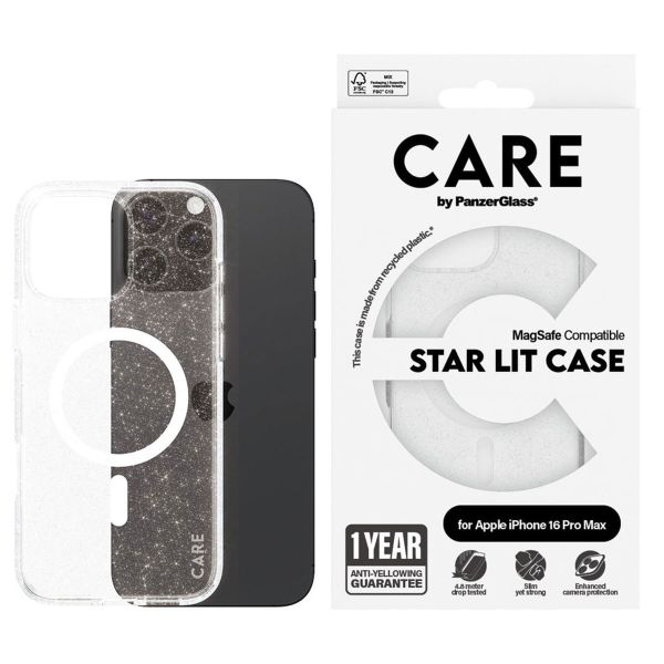 PanzerGlass CARE Star Lit Case MagSafe für das iPhone 16 Pro Max - Weiß