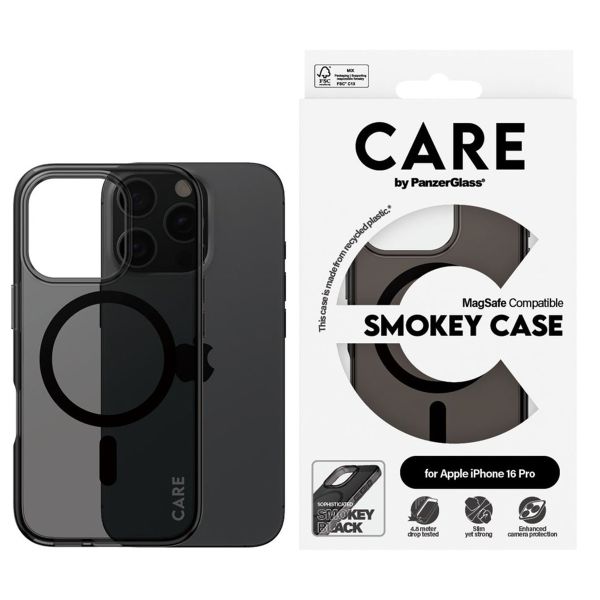 PanzerGlass CARE Smokey Urban Combat Case MagSafe für das iPhone 16 Pro - Schwarz